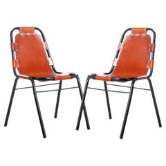 Vintage Selected by Charlotte Perriand for Les Arcs Ski Resort, Four Leather Chairs
