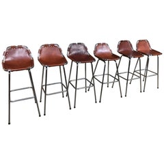 Selected by Charlotte Perriand for the Les Arcs Ski Resort, Six High Bar Stools