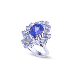 Selected Intense Blue Tanzanite Ring White Gold with Diamonds VVS