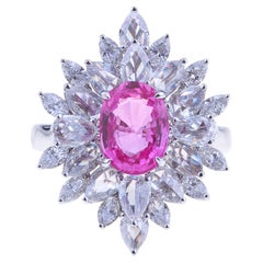 Selected Pink Sapphire Ring White Gold with Diamonds 