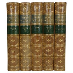 Antique Selected Poems and Prose by Thomas Hood in 5 Leather Bound Volumes