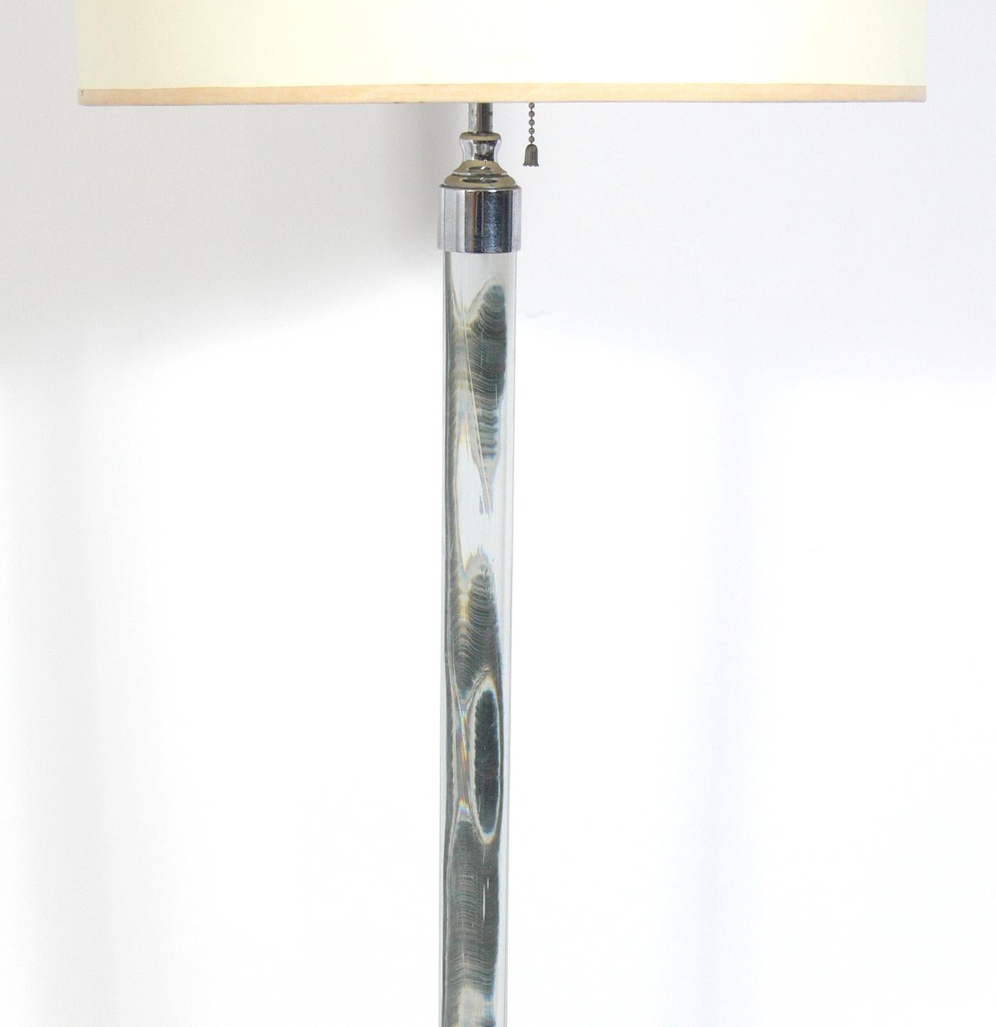 Selection of Glass Rod Floor Lamps, by Hansen, American, circa 1940s. These lamps are probably based on a Jean Michel Frank design, see last photo for the Frank design. These thick glass rod lamps were a favourite choice of Samuel Marx and are used