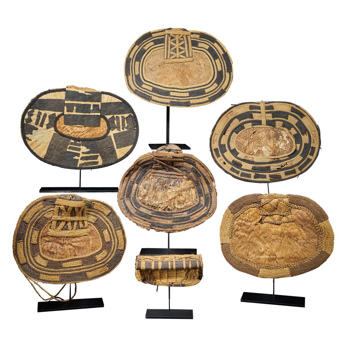 Ethno Design Selection of 7 Cache-Sexe Made of Palm Leaf, Mangbetu People, DRC For Sale