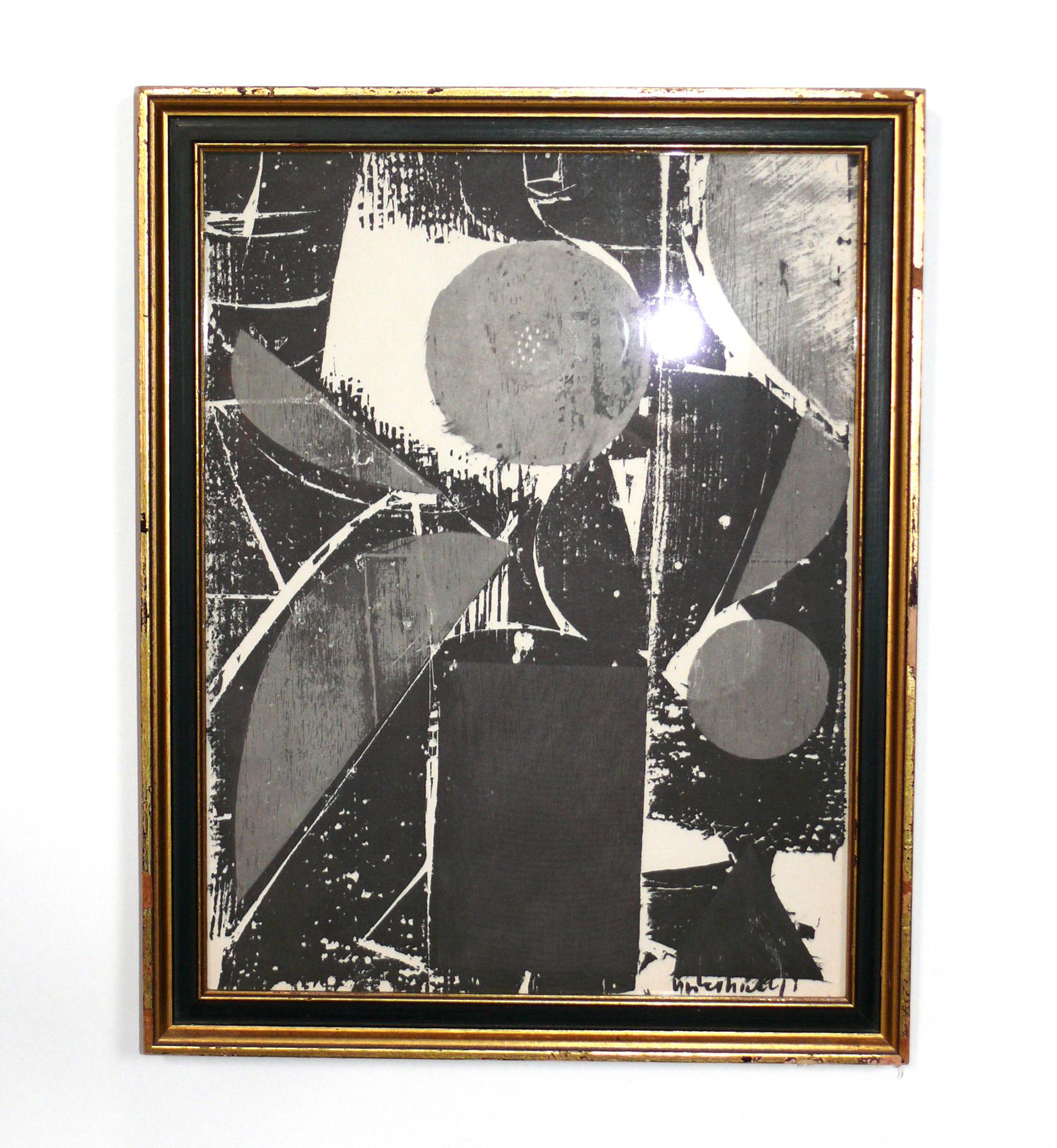 Mid-20th Century Selection of Abstract Black and White Woodcuts by Hap Grieshaber in Gilt Frames For Sale