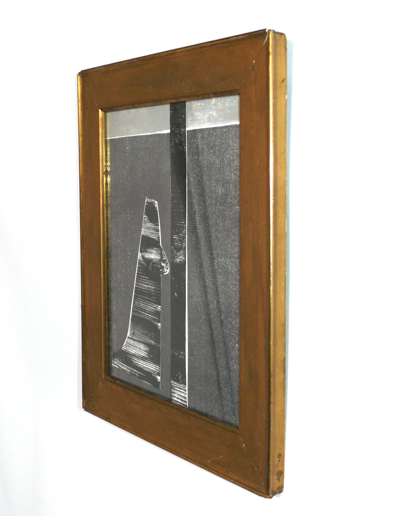 Sélection de gravures abstraites sur bois noires et blanches de Hap Grieshaber dans des cadres dorés en vente 1