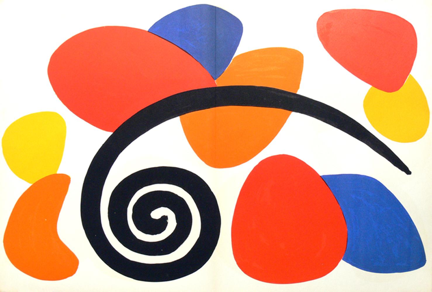 Auswahl von Farblithografien von Alexander Calder, Frankreich, ca. 1960er Jahre. Wir haben eine Gruppe dieser Farblithografien aus dem Nachlass eines Ehepaars erworben, das von 1951-1983 in Frankreich lebte. Sie stammen höchstwahrscheinlich aus der