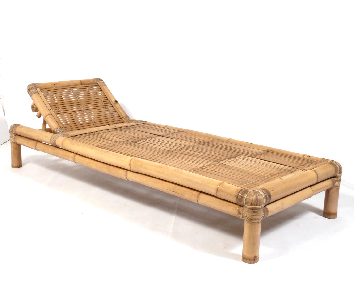 Mid-Century Modern Selection of Bamboo Chaise Lounges 