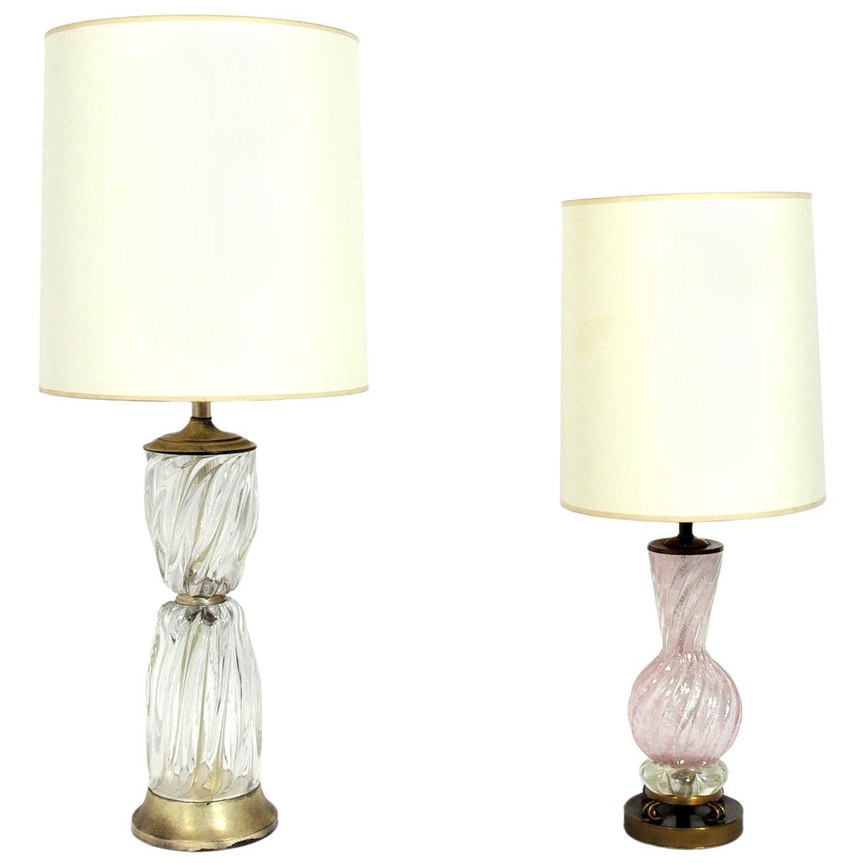 Selection of Barovier & Toso Murano Glass Lamps