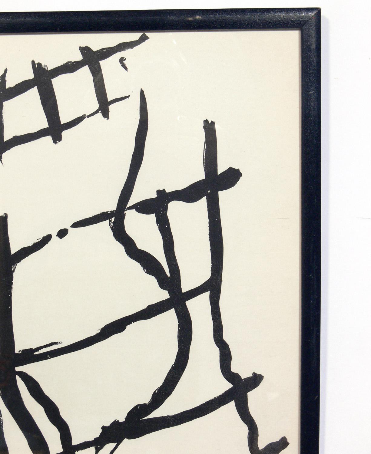 Mid-Century Modern Selection of Black and White Abstract Artwork
