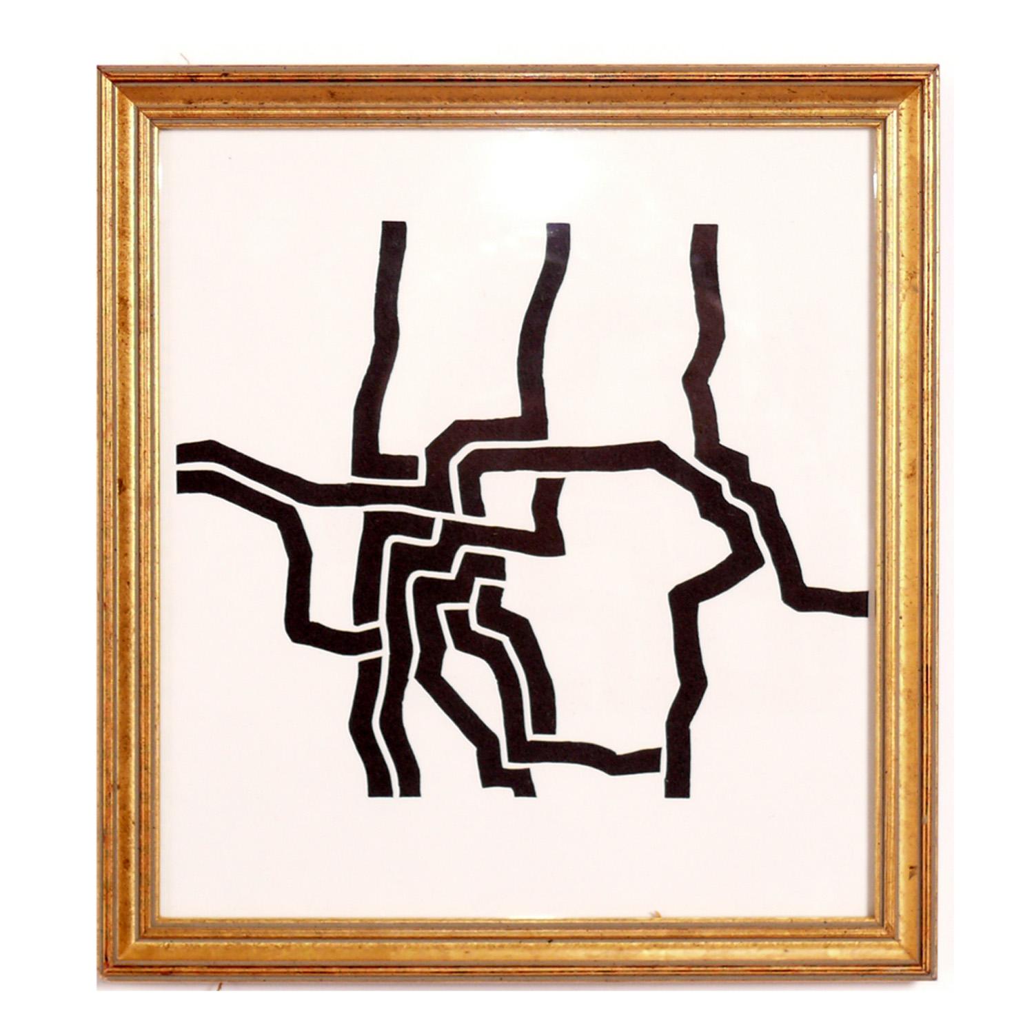 Glass Selection of Black and White Lithographs by Kandinsky Chillida Ubac Raynaud For Sale