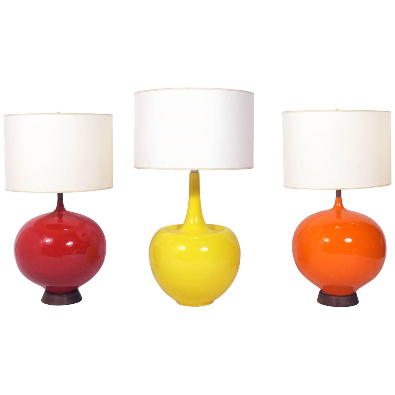 Selection of Colorful Large Scale Ceramic Lamps