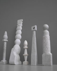 Selection of Decorative Abstract Marble Menhir Column Art Sculptures, circa 1970