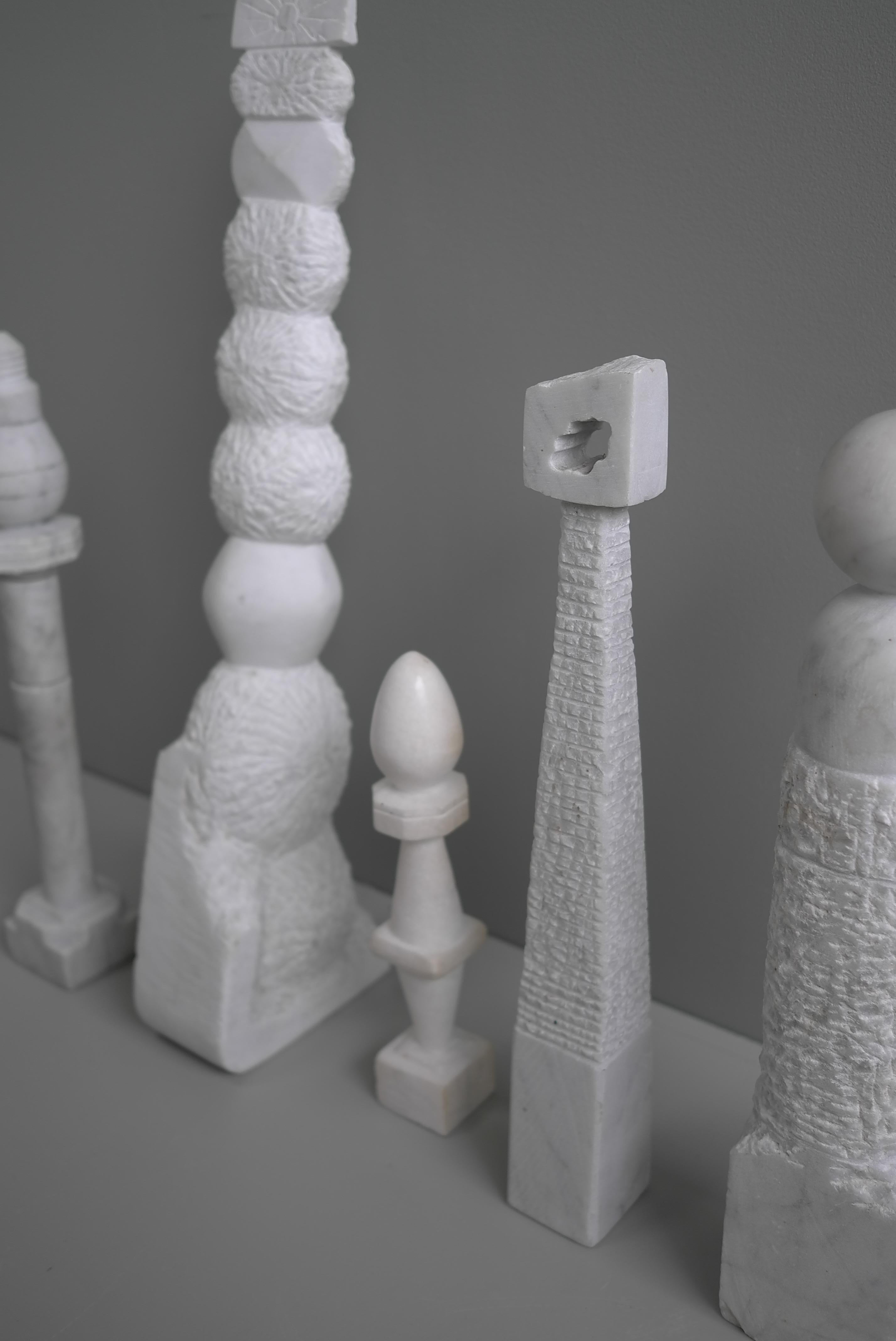 Late 20th Century Selection of Decorative Abstract Marble Menhir Column Art Sculptures, circa 1970 For Sale