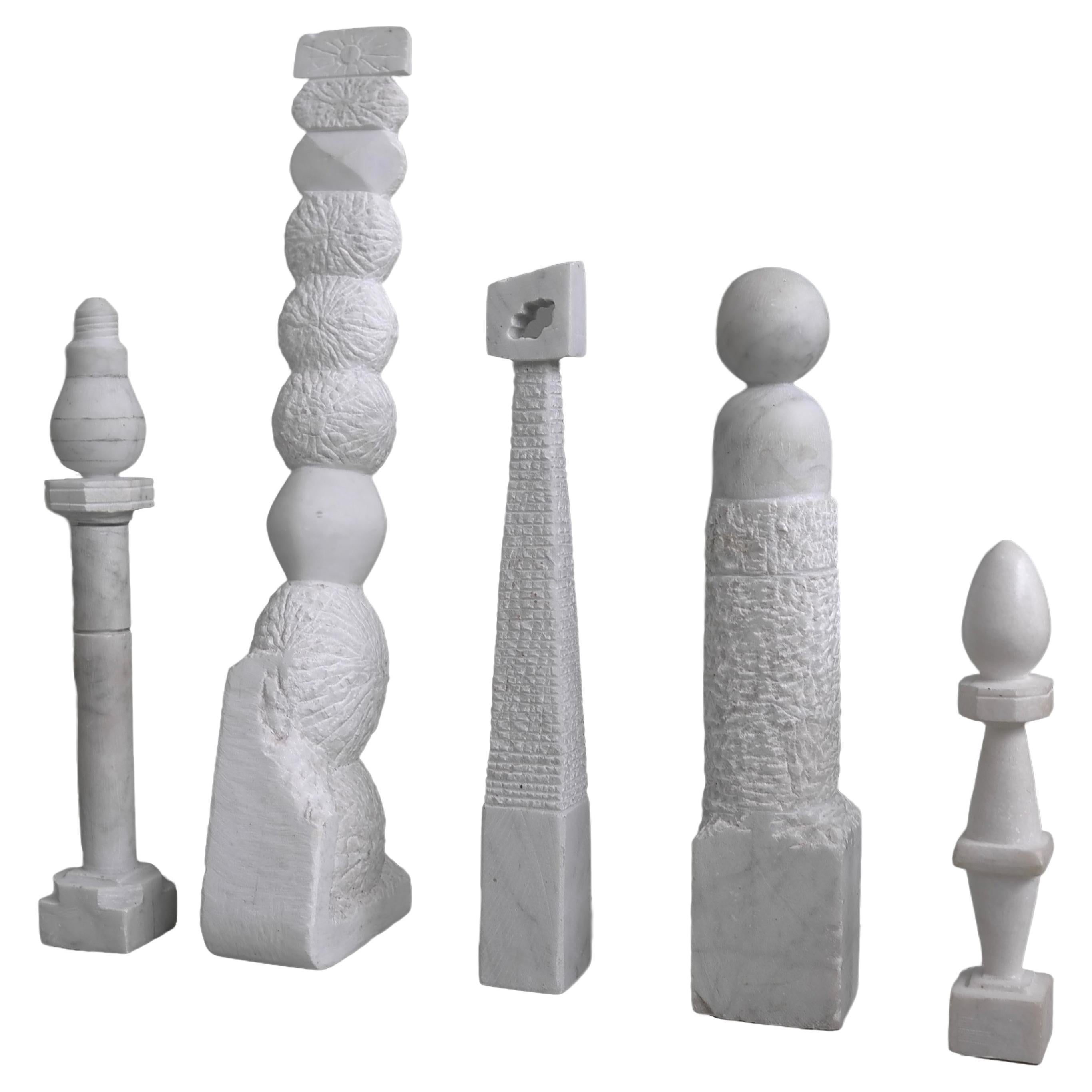 Selection of Decorative Abstract Marble Menhir Column Art Sculptures, circa 1970