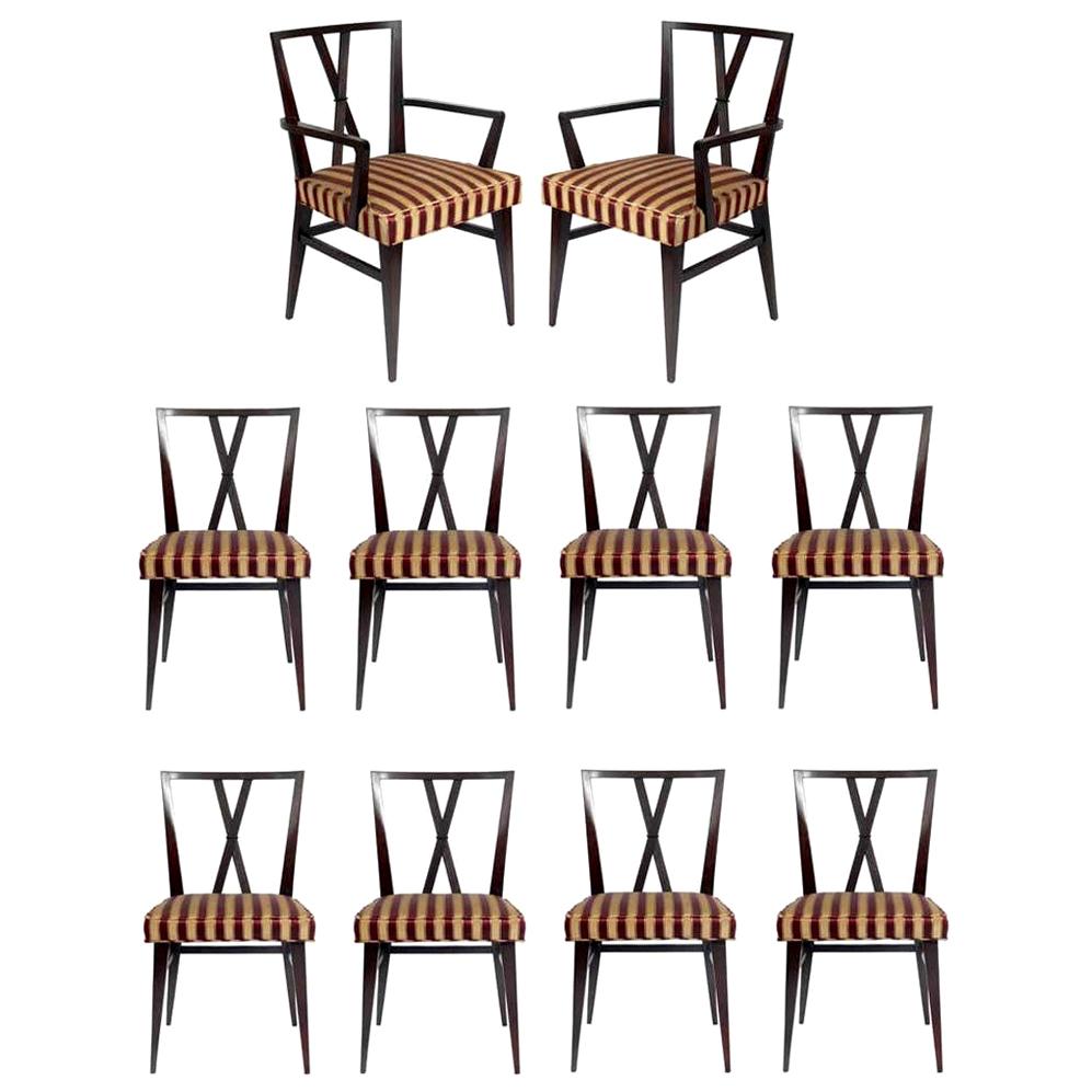 Selection of Elegant Dining Chairs by Tommi Parzinger For Sale