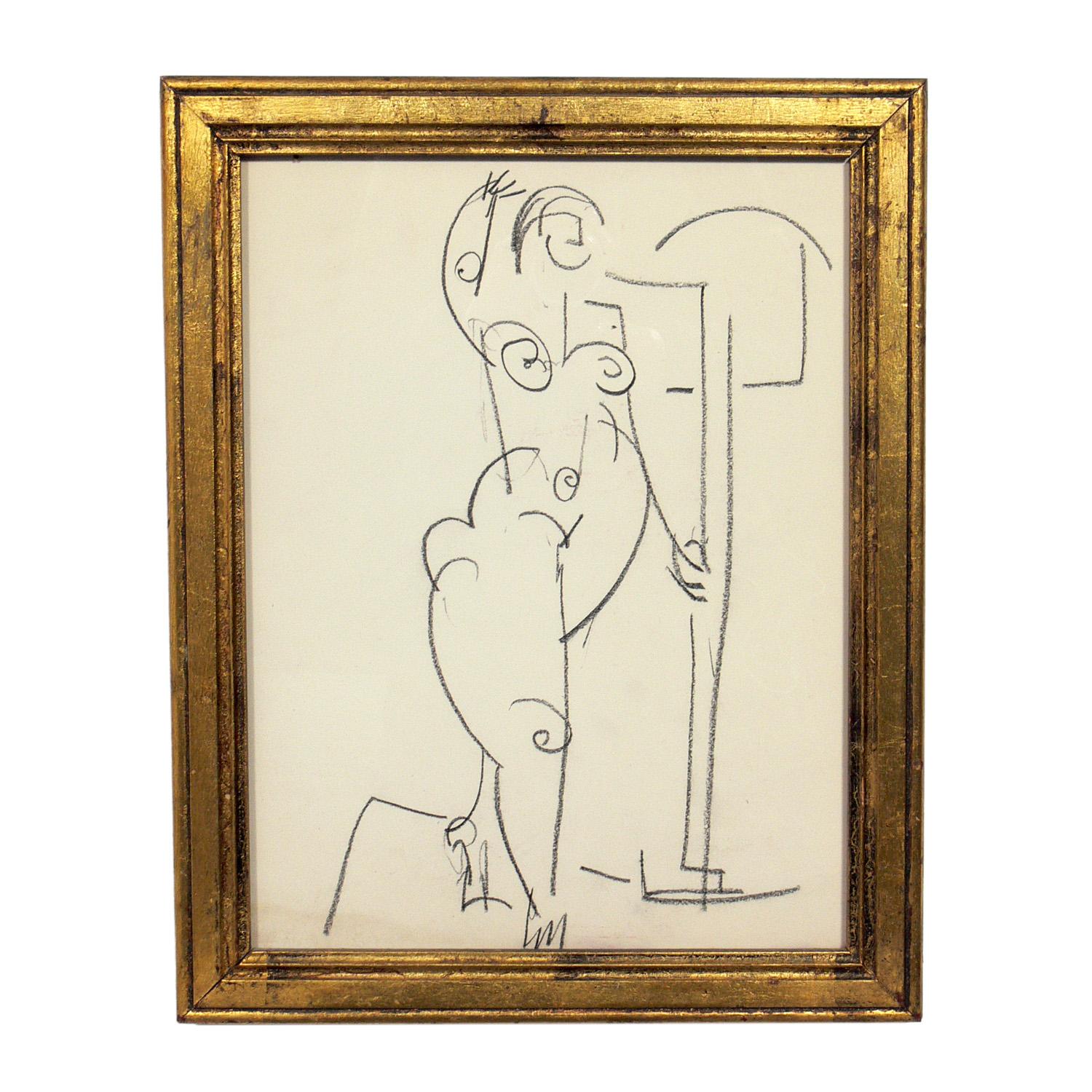 Selection of Figural Drawings in Vintage Gilt Frames 3