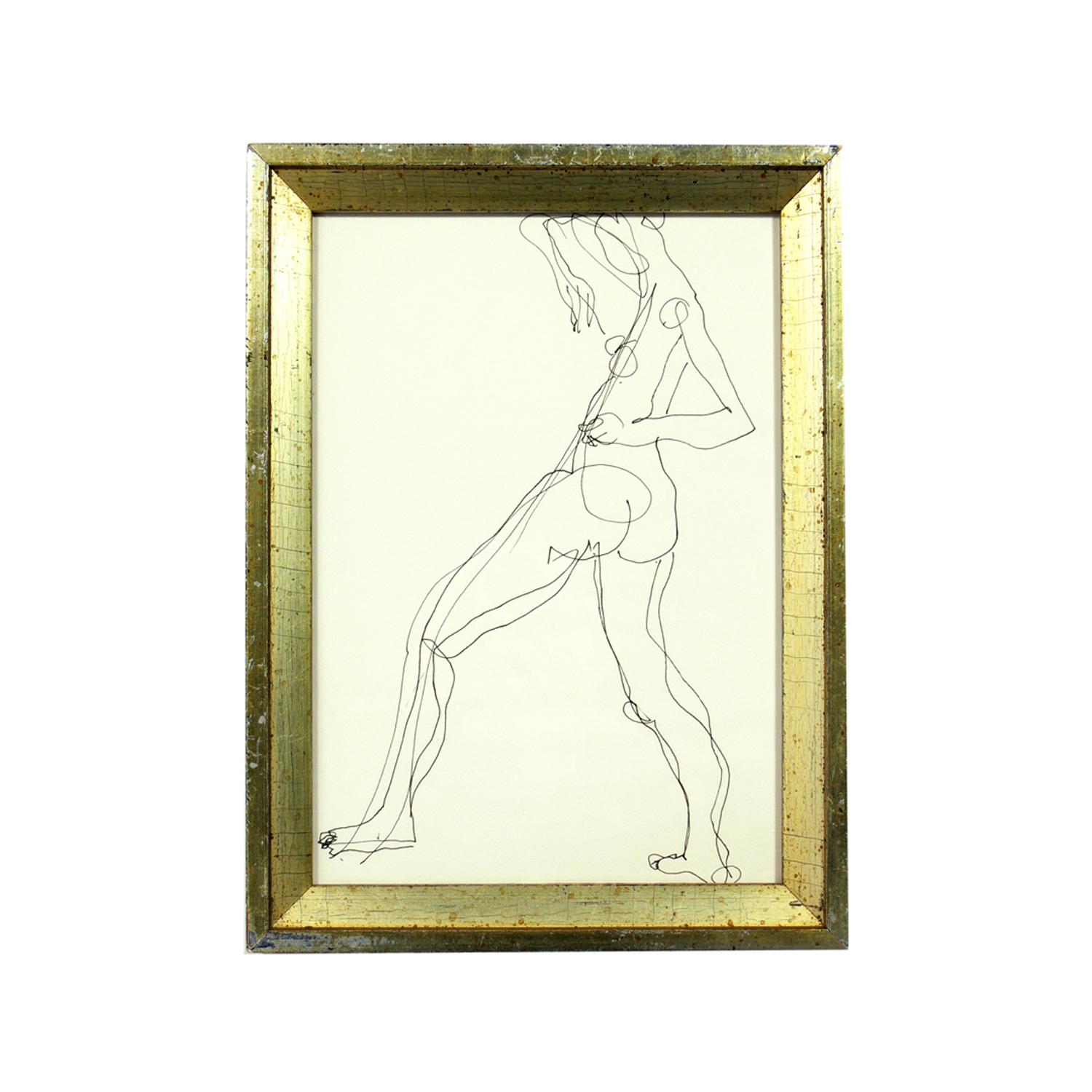 American Selection of Figural Drawings in Vintage Gilt Frames