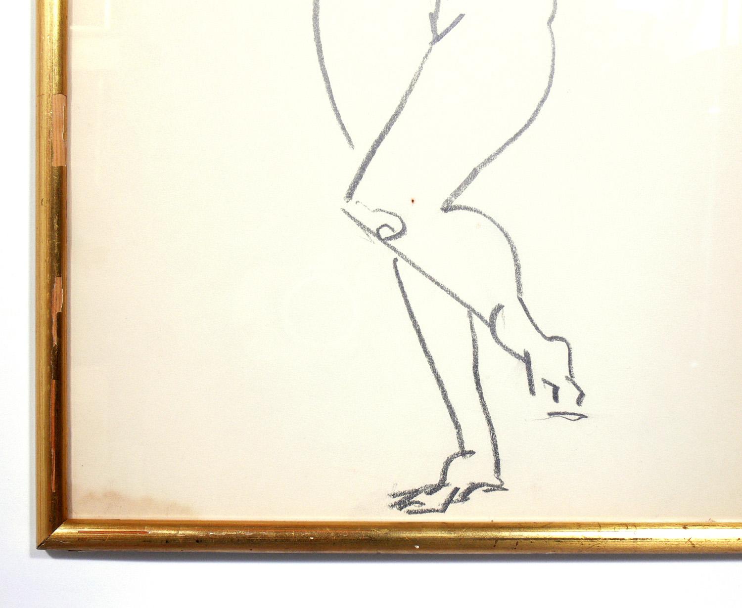 Glass Selection of Figural Drawings in Vintage Gilt Frames