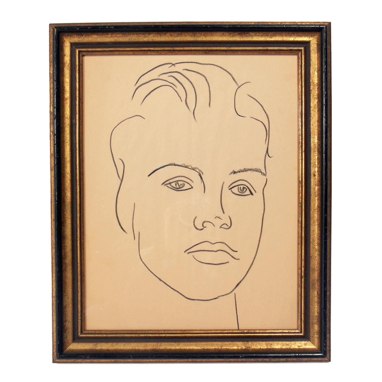 Glass Selection of Figural Drawings in Vintage Gilt Frames