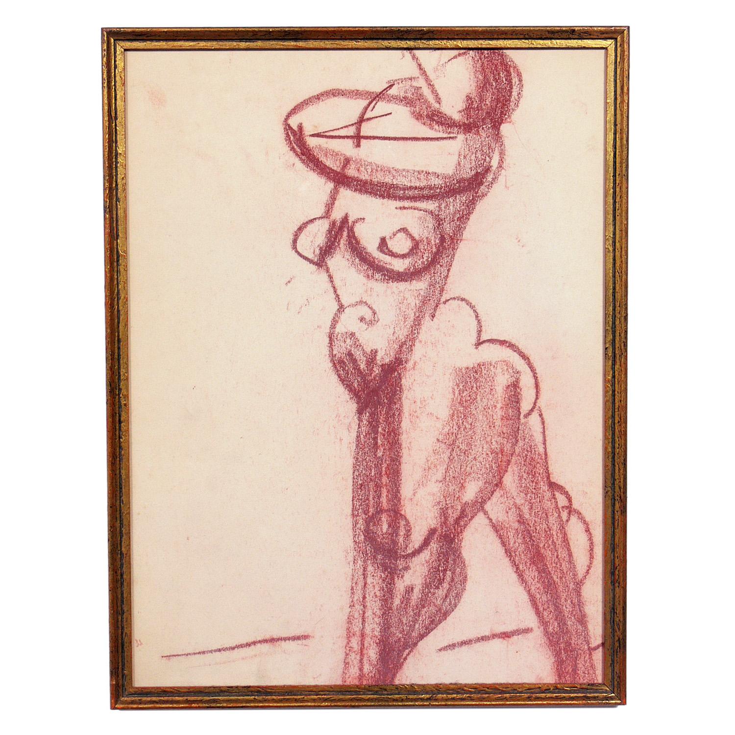 Selection of Figural Drawings in Vintage Gilt Frames 1