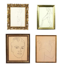 Selection of Figural Drawings in Vintage Gilt Frames