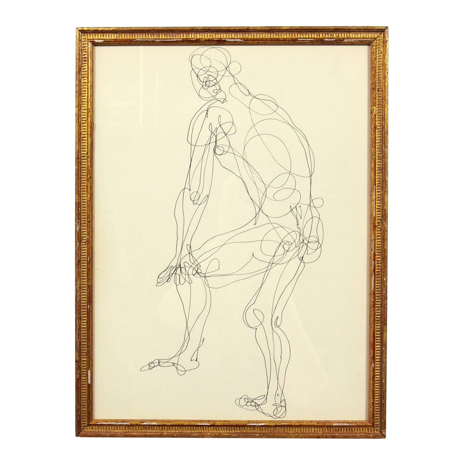 American Selection of Figural Line Drawings or Gallery Wall by Miriam Kubach