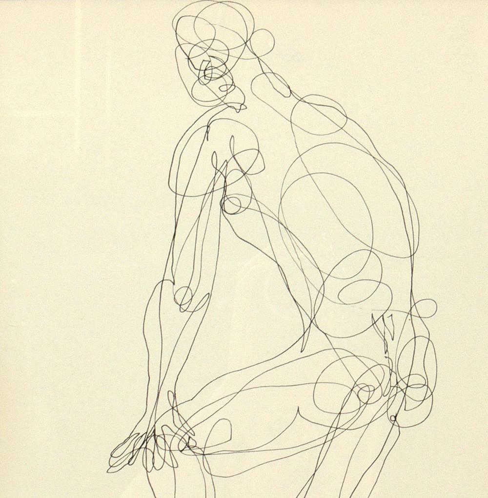 Selection of Figural Line Drawings or Gallery Wall by Miriam Kubach In Good Condition In Atlanta, GA