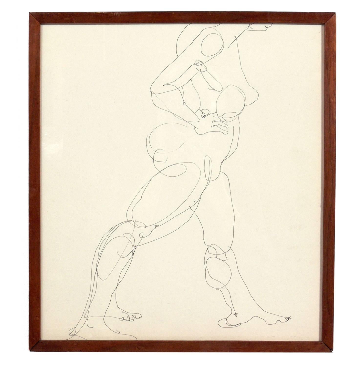 Paper Selection of Figural Line Drawings or Gallery Wall by Miriam Kubach