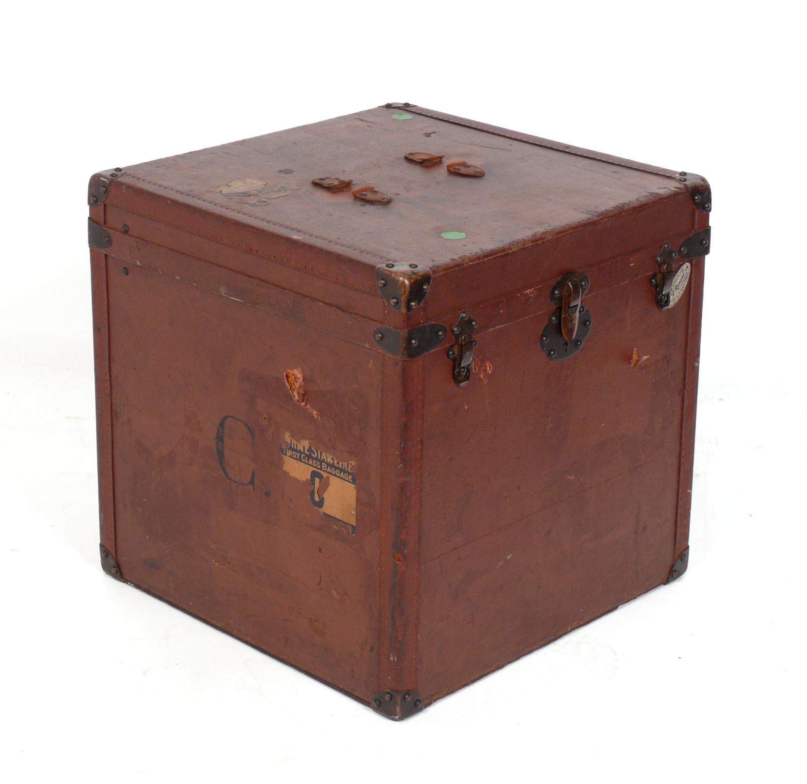 Metal Selection of French Steamer Trunks Goyard and Romand Paris For Sale