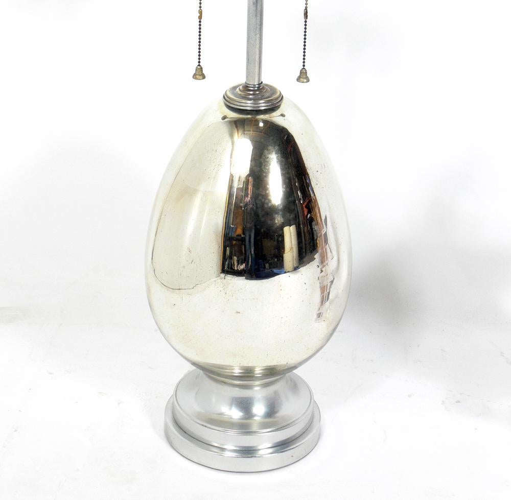 Selection of glamorous midcentury lamps, circa 1940s-1970s. From left to right as seen in the first photo, they are:
1) Large scale mercury glass 
