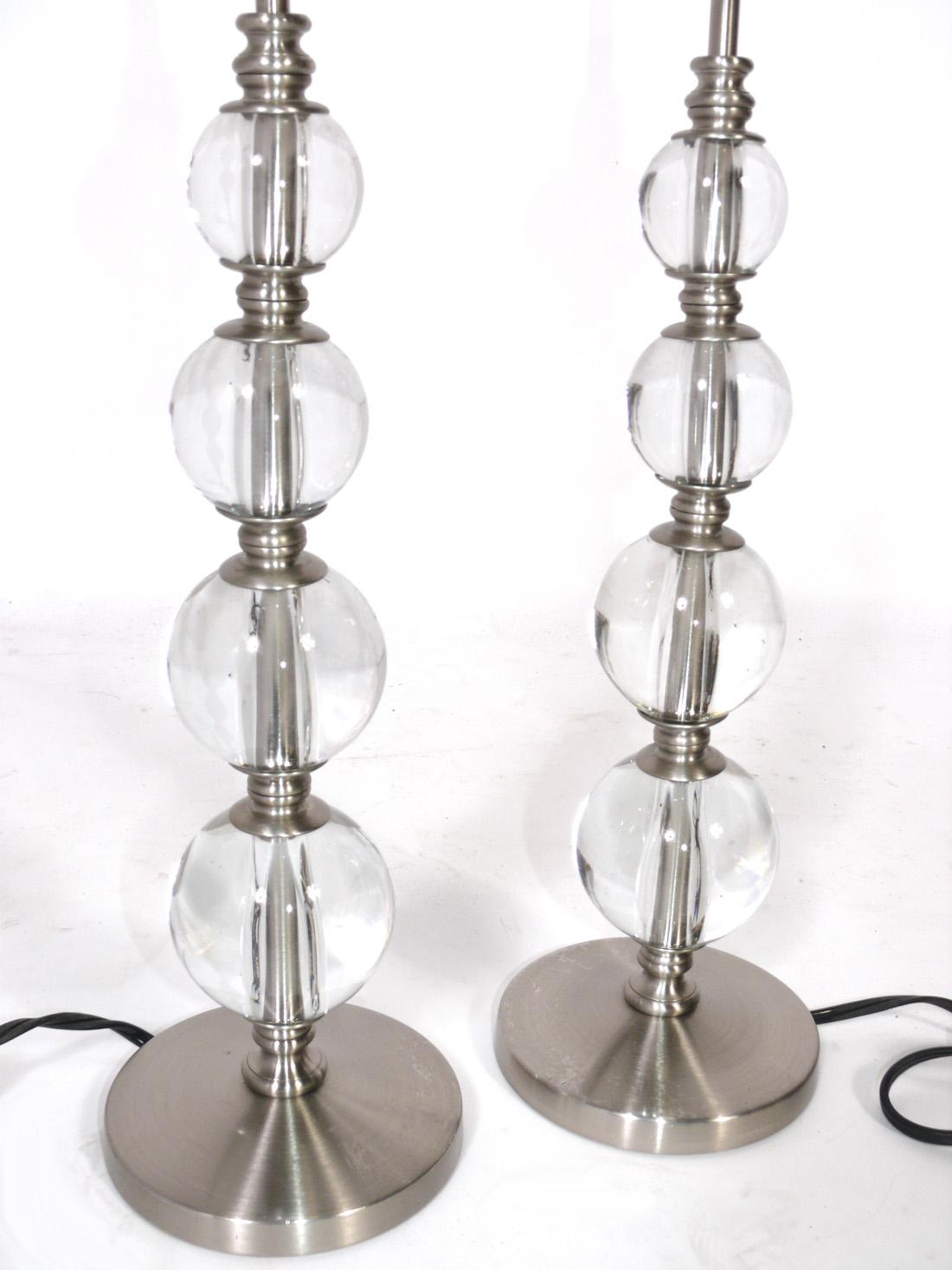 Art Deco Selection of Glass Ball Lamps in the Manner of Jacques Adnet For Sale