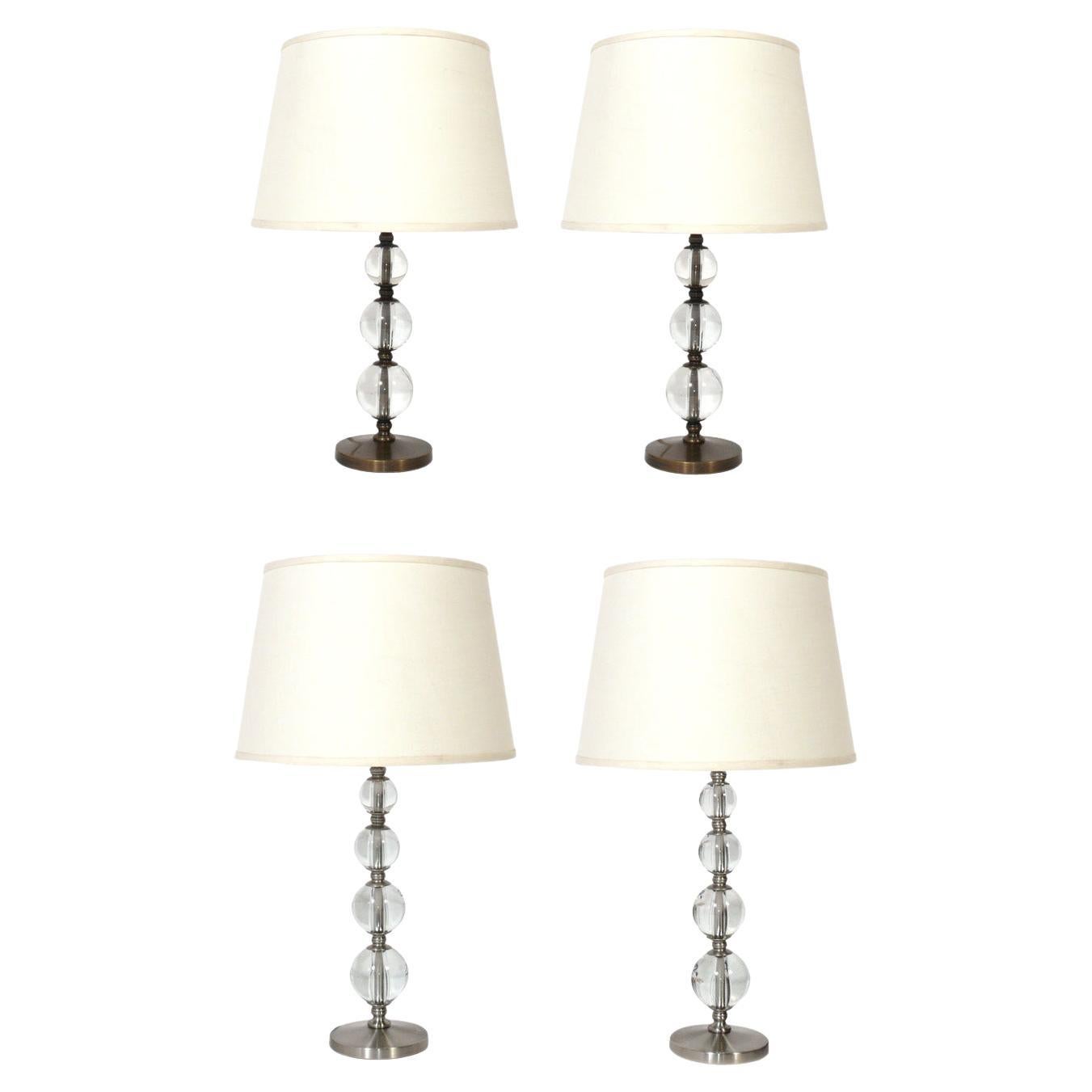 Selection of Glass Ball Lamps in the Manner of Jacques Adnet For Sale