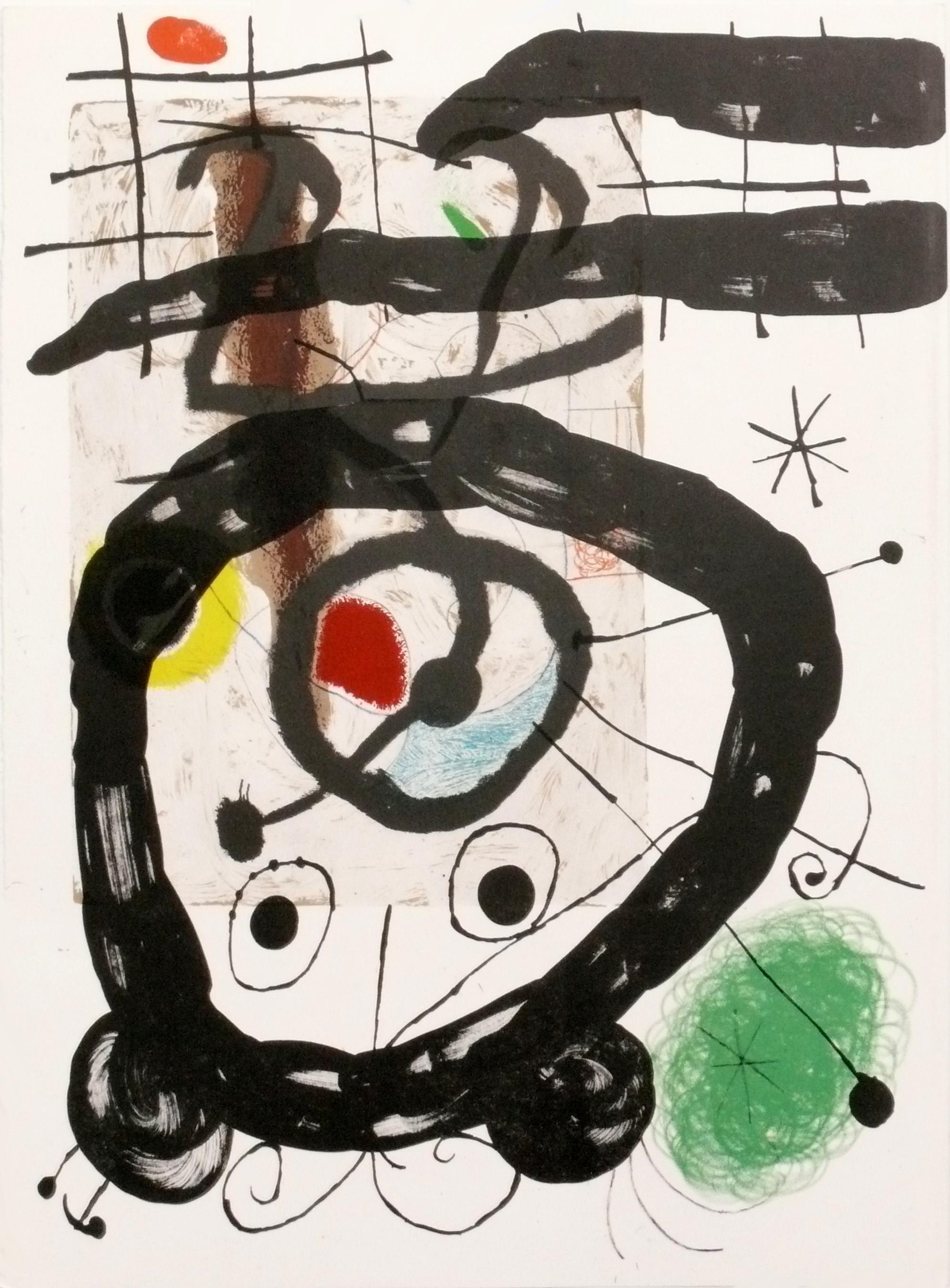 Auswahl von Farblithografien von Joan Miro, französisch, ca. 1960er Jahre. Sie stammen aus dem Folianten 