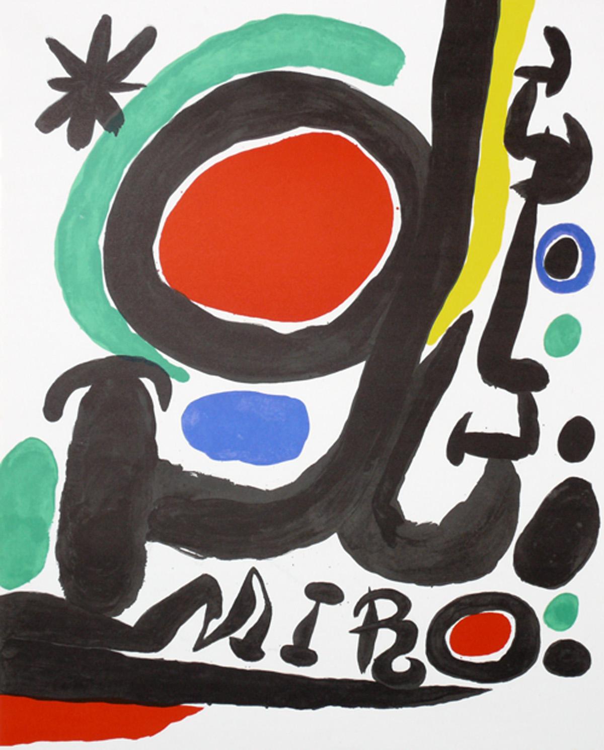 Selection of Joan Miro large color lithographs, France, circa 1960s. We purchased a group of these color lithographs from the estate of a couple that lived in France from 1951-1983. These are most likely published by the legendary Galerie Maeght.