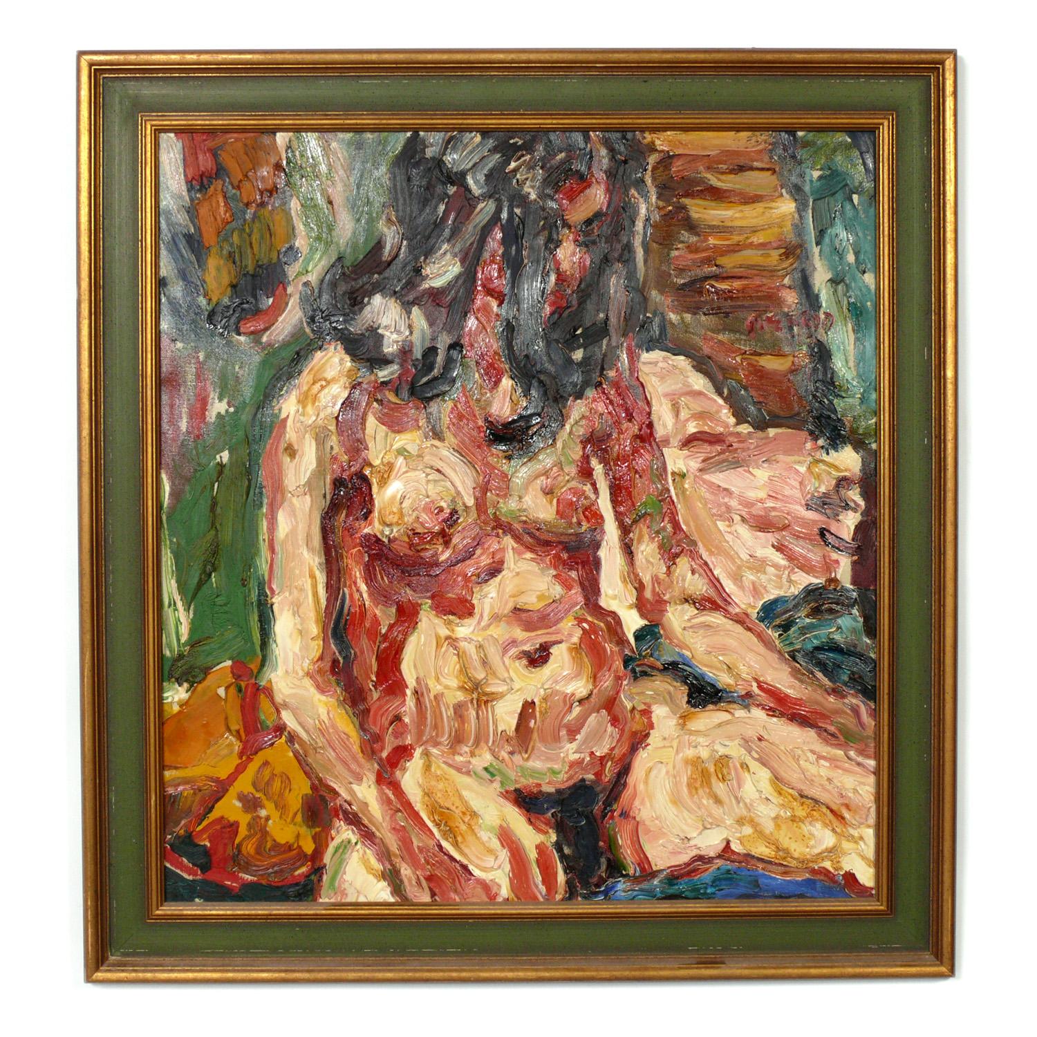 Selection of large scale nude female oil paintings by Philip Sherrod, American, circa 1960s. Great thick impasto technique.
From left to right, as seen in the first photo, they measure:
1) 33