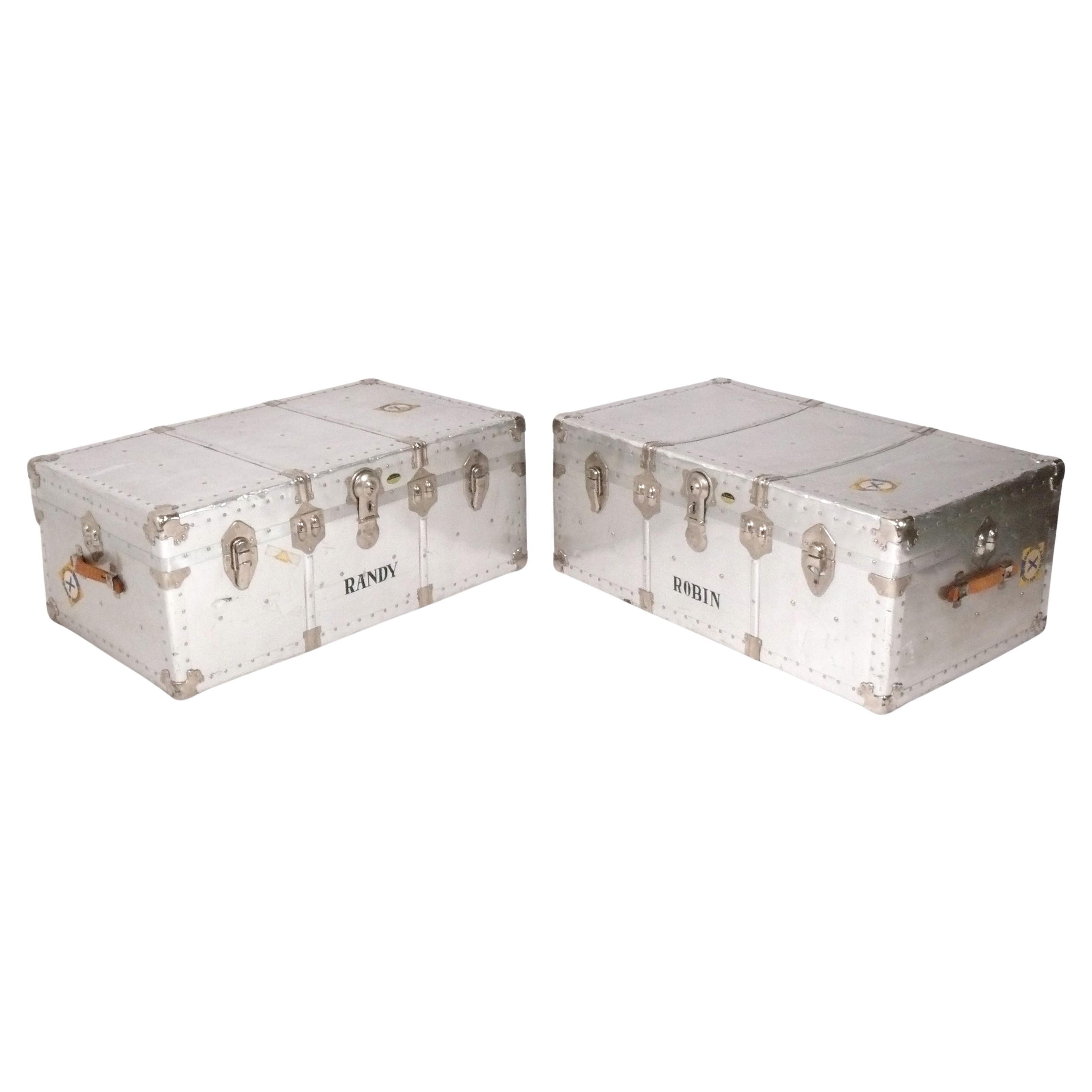 Selection of Machine Age Aluminum Steamer Trunks or Coffee Tables