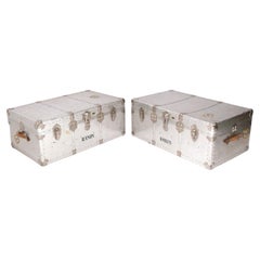 Selection of Machine Age Aluminum Steamer Trunks or Coffee Tables