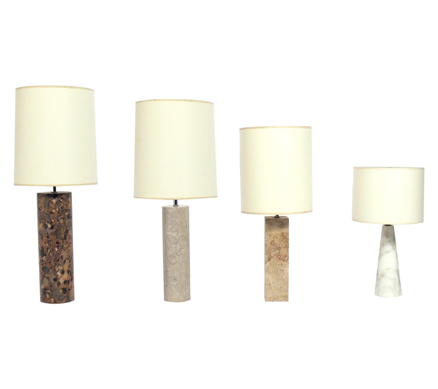 Selection of Midcentury Marble Lamps