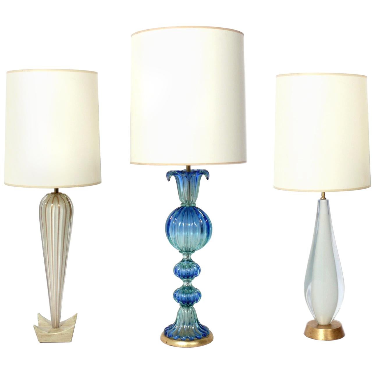 Selection of Midcentury Murano Glass Lamps For Sale