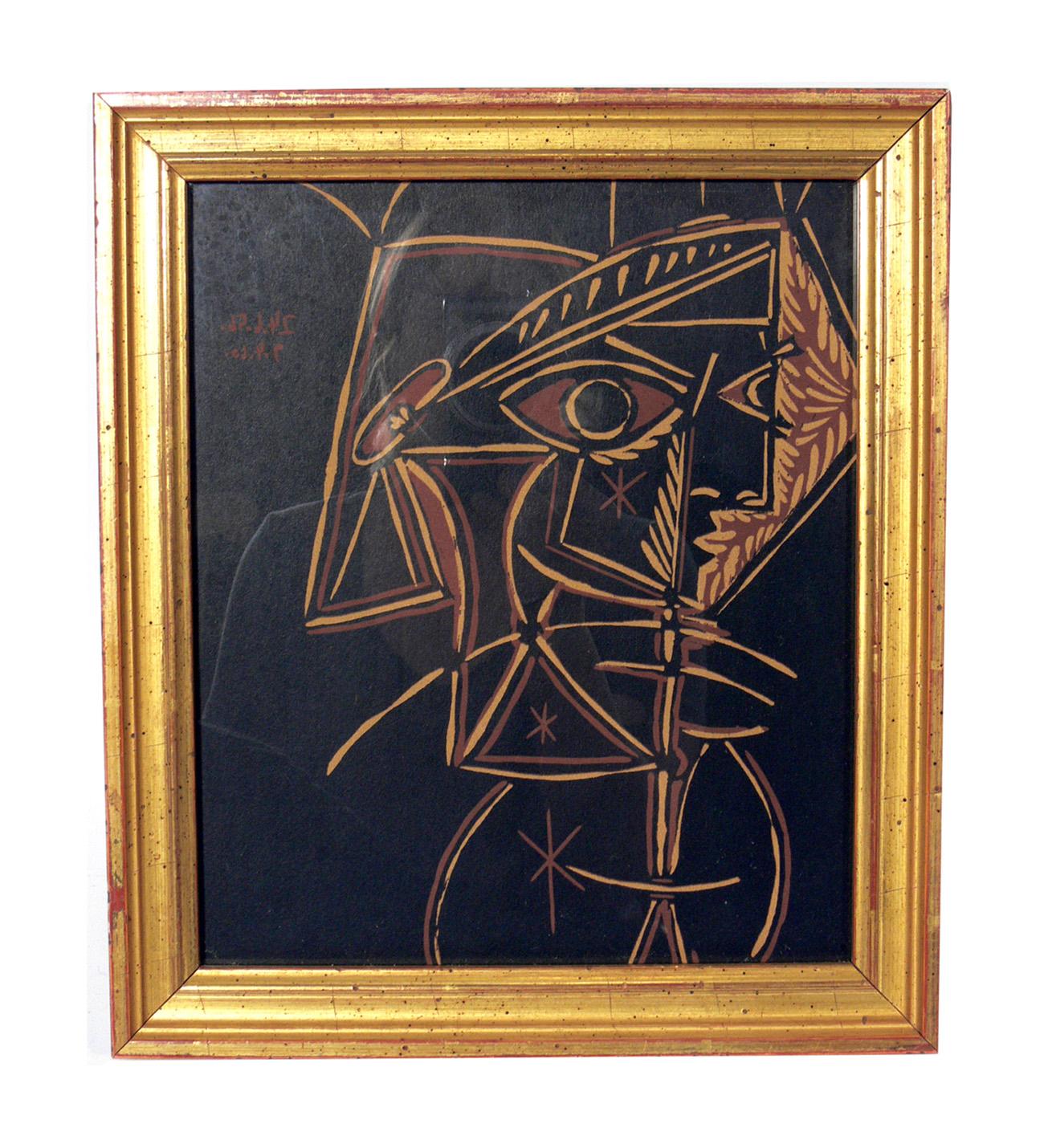 Sélection de lithographies modernistes ou de galerie murale, françaises et américaines, vers les années 1960. Ils sont, dans le sens des aiguilles d'une montre, en partant du haut à gauche :
1) Lithographie de Pablo Picasso, France, vers les années