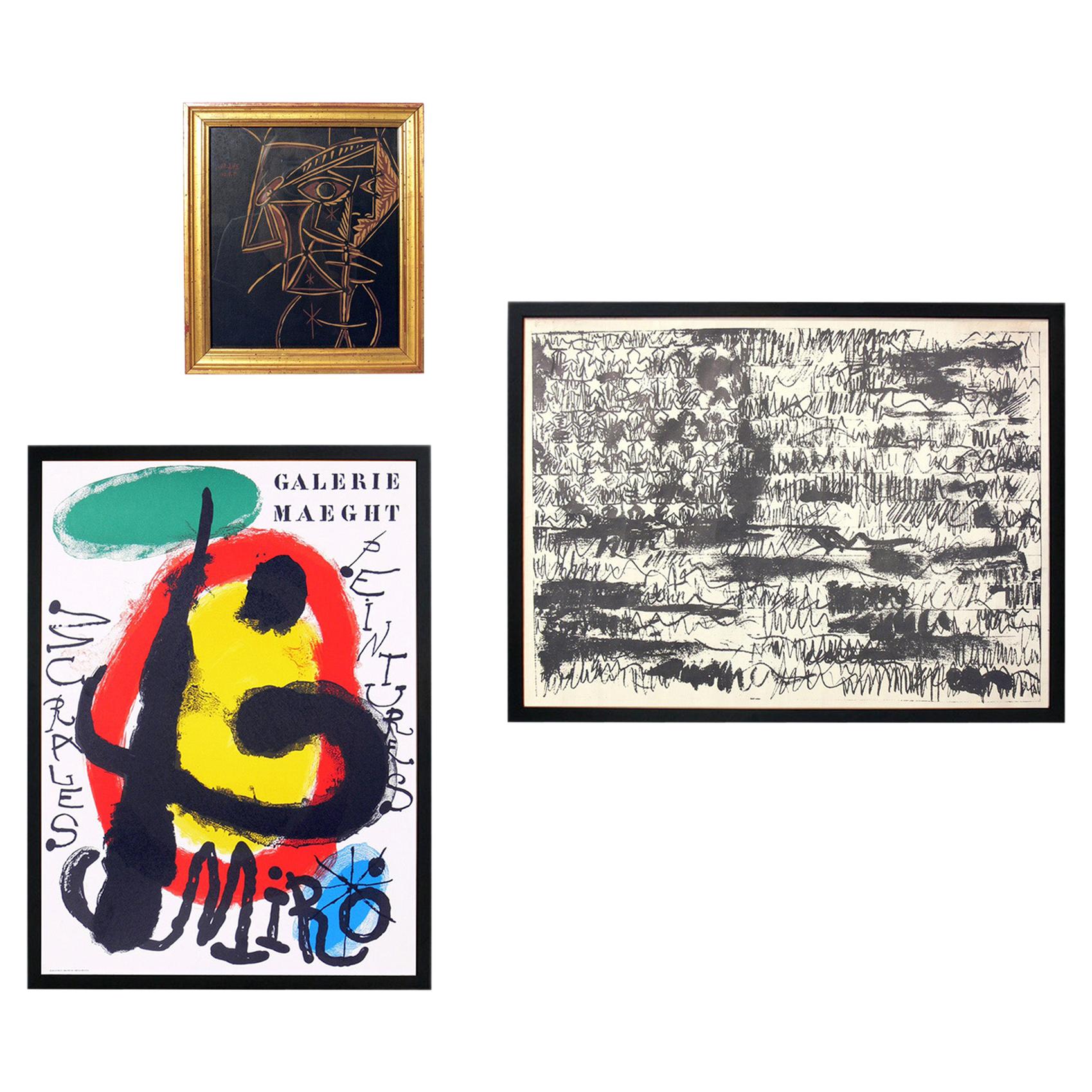 Selezione di litografie moderniste o parete della galleria