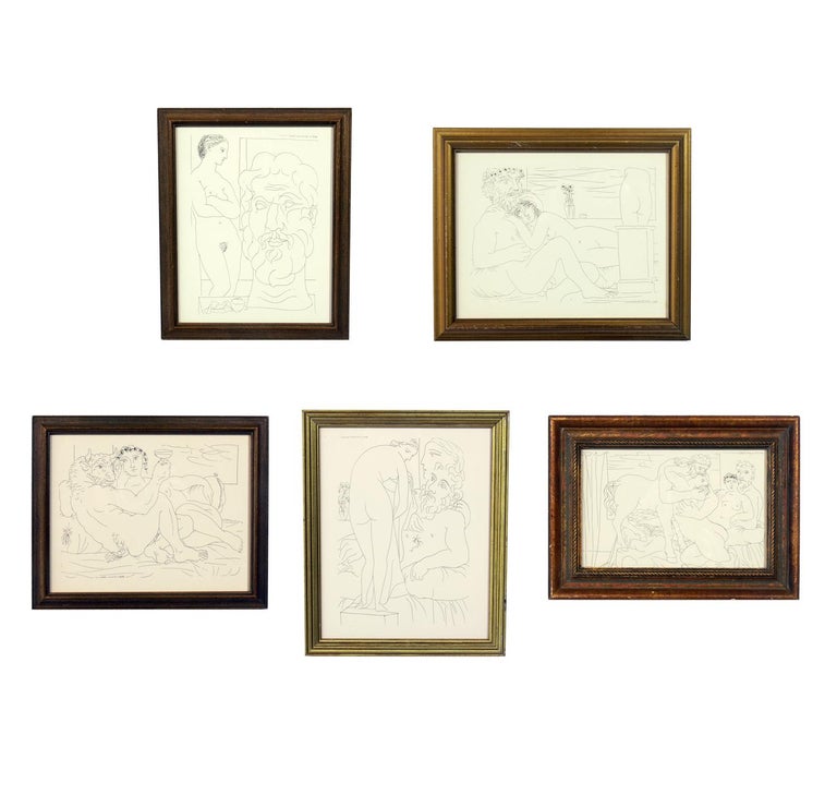 Selection of Pablo Picasso Prints in Vintage Gilt Frames For Sale at