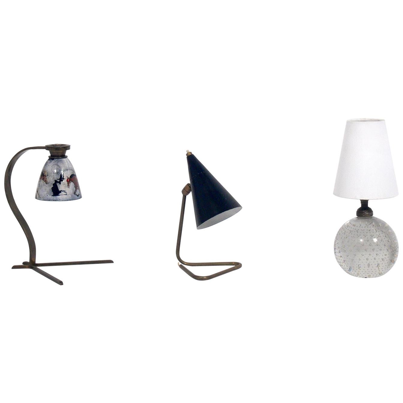 Selection of Petite French and Italian Desk Lamps For Sale