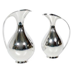 Selection of Sculptural Danish Modern Sterling Pitchers by Kay Fisker