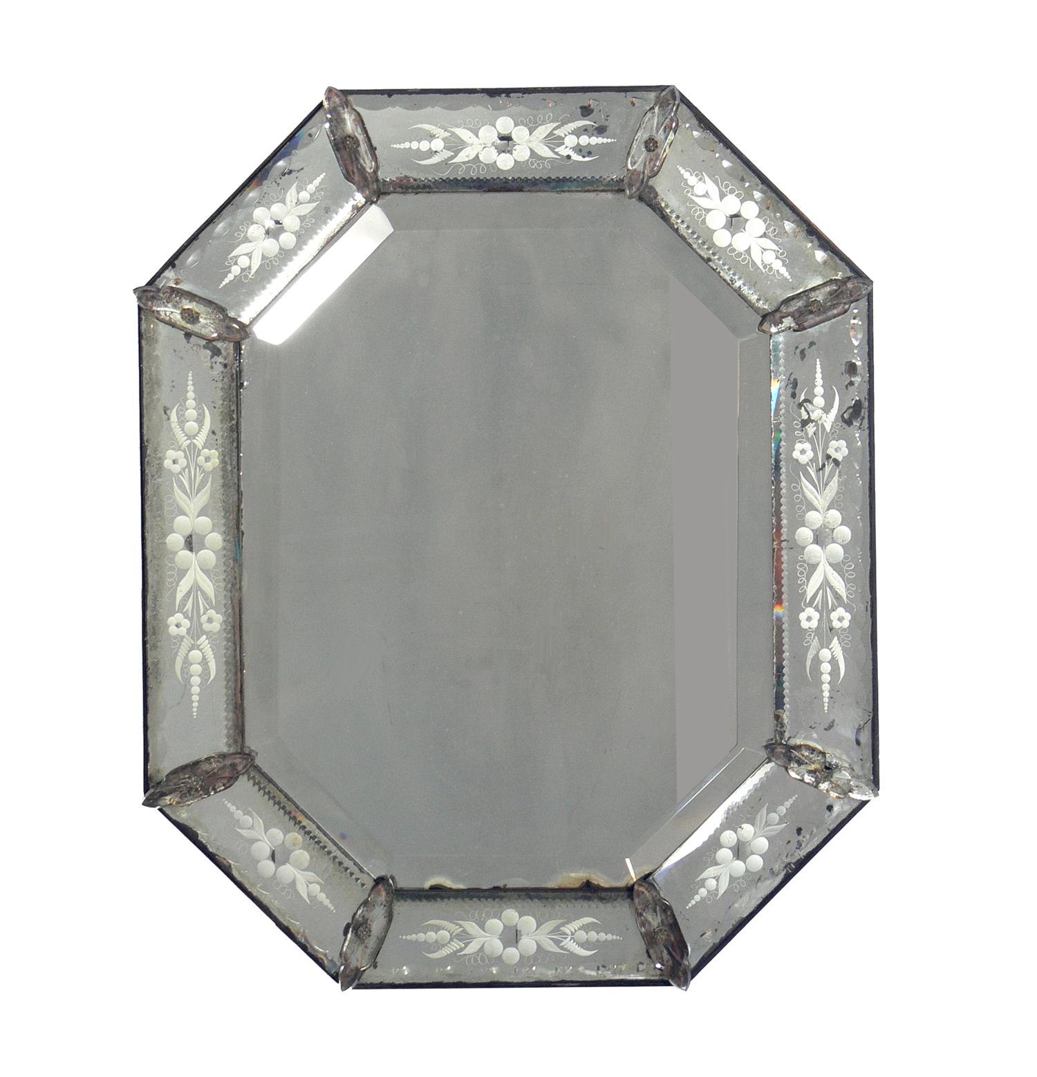 Selection of small Venetian mirrors, Italy, circa 1940s. The mirror on the left measures 25.5
