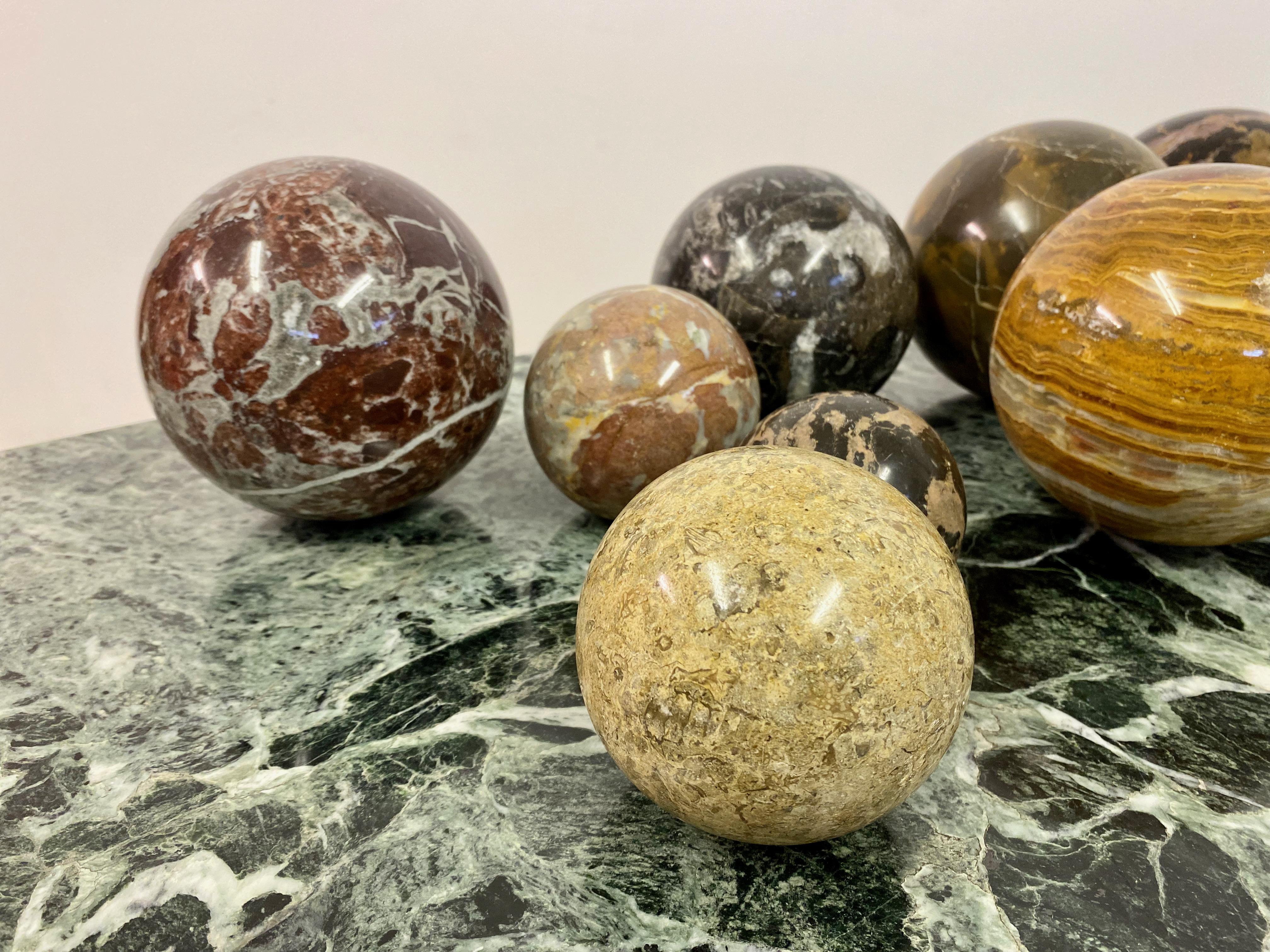 20th Century Selection of Specimen Marble and Stone Spheres For Sale