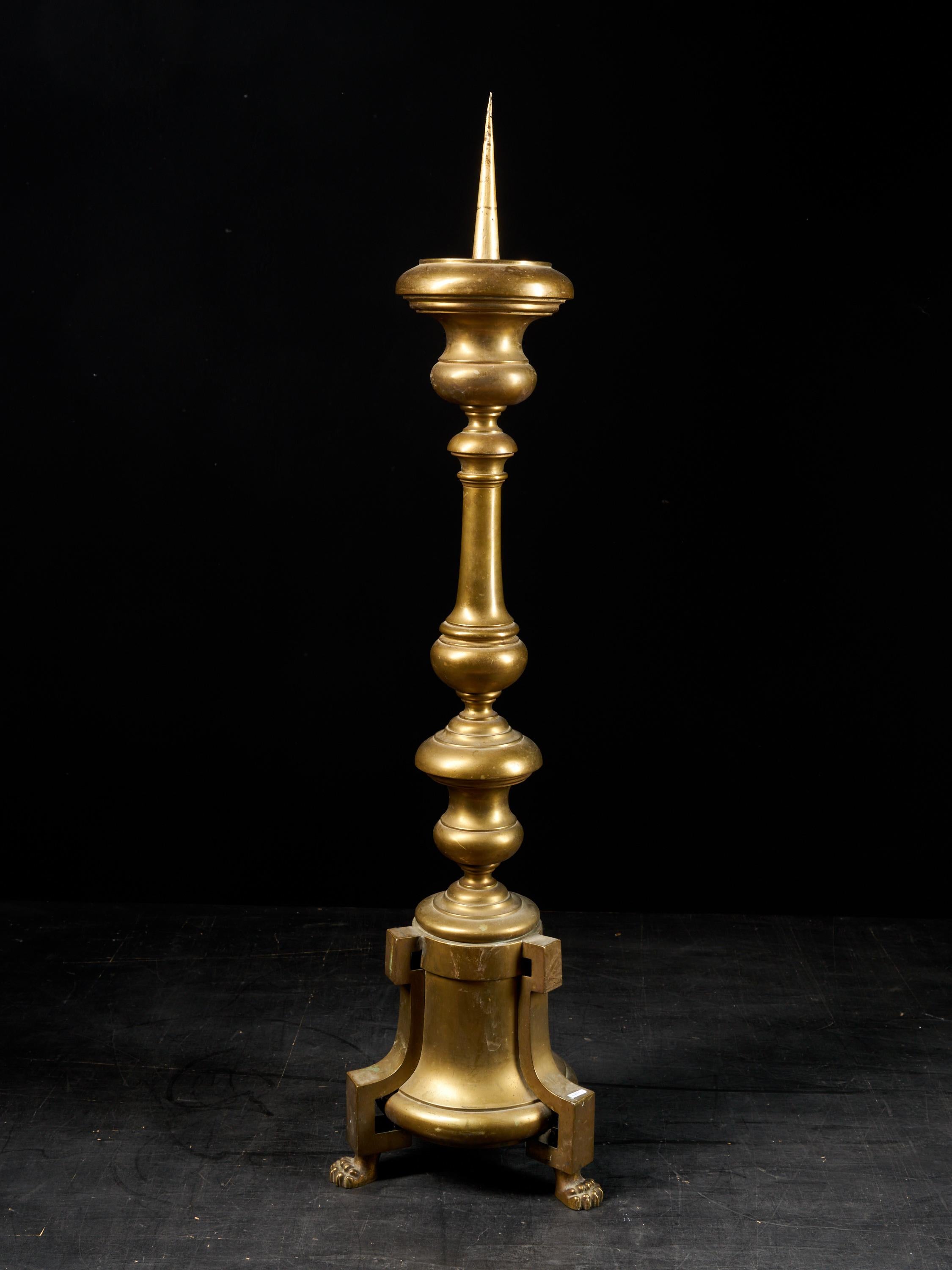 Belgian Selection of Three Brass Classic Candleholders