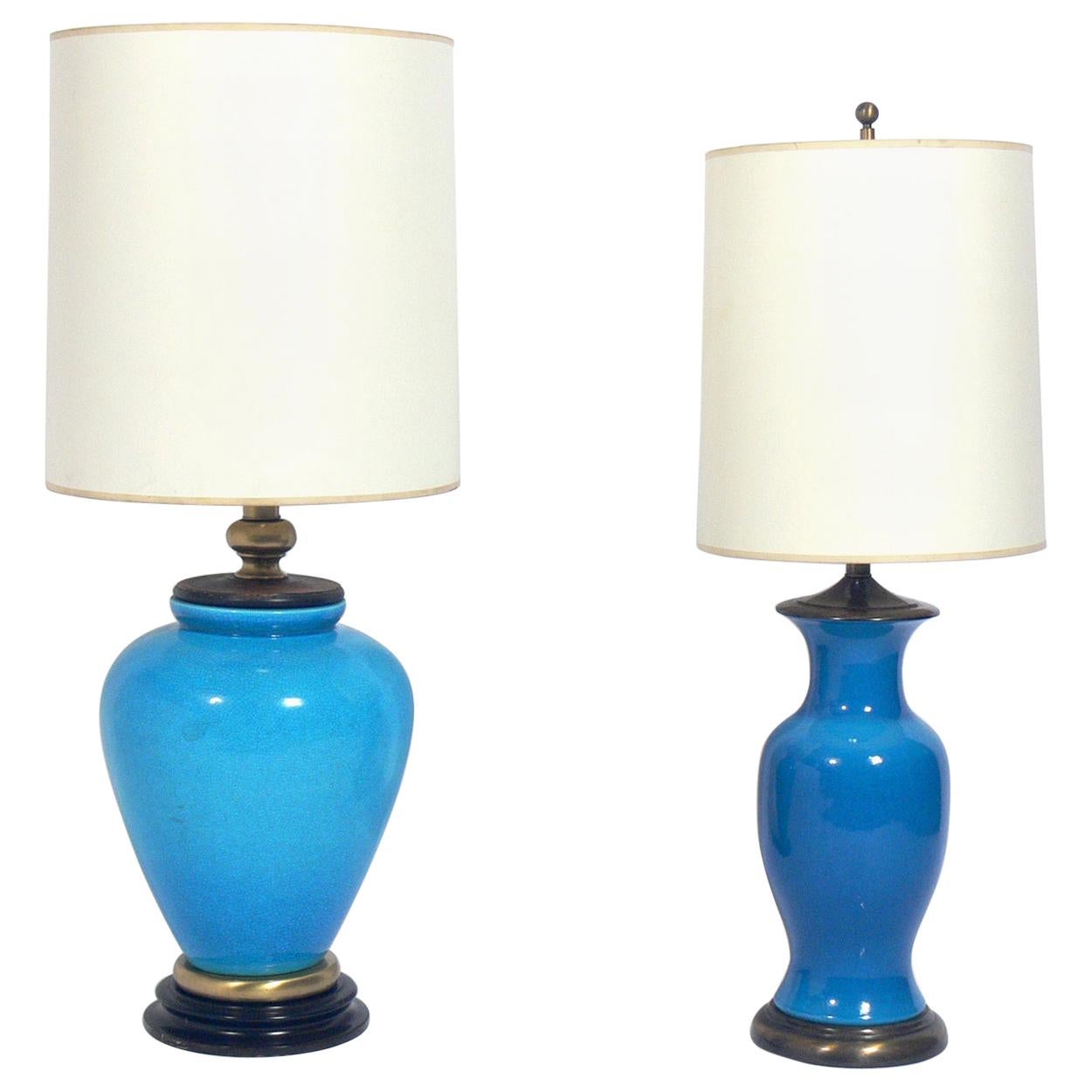 Selection of Vibrant Blue Ceramic Lamps For Sale