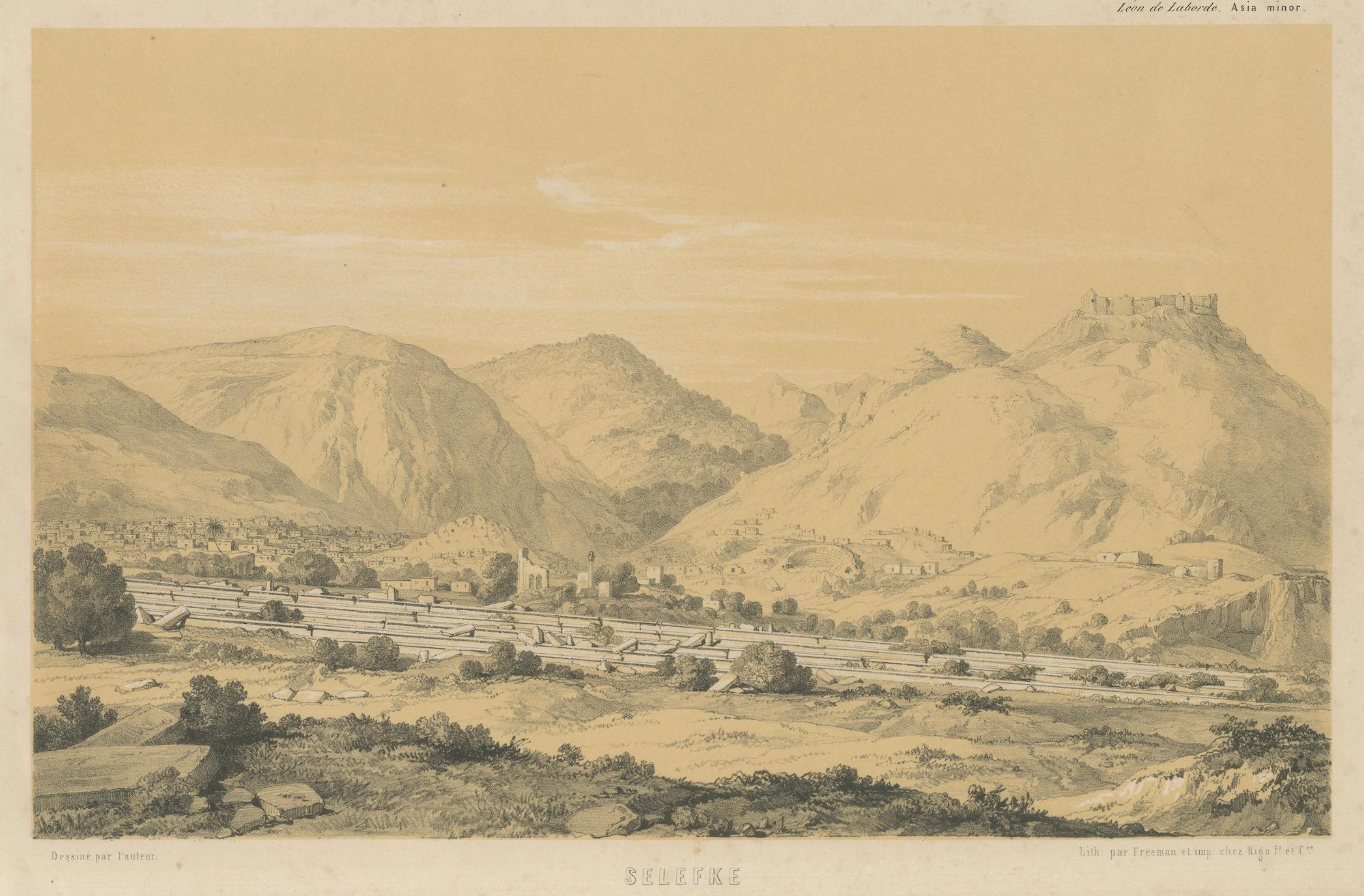 XIXe siècle Selefke - Vues de la basilique et de la citadelle de Cilicie, Asie Mineure par de Labode en vente