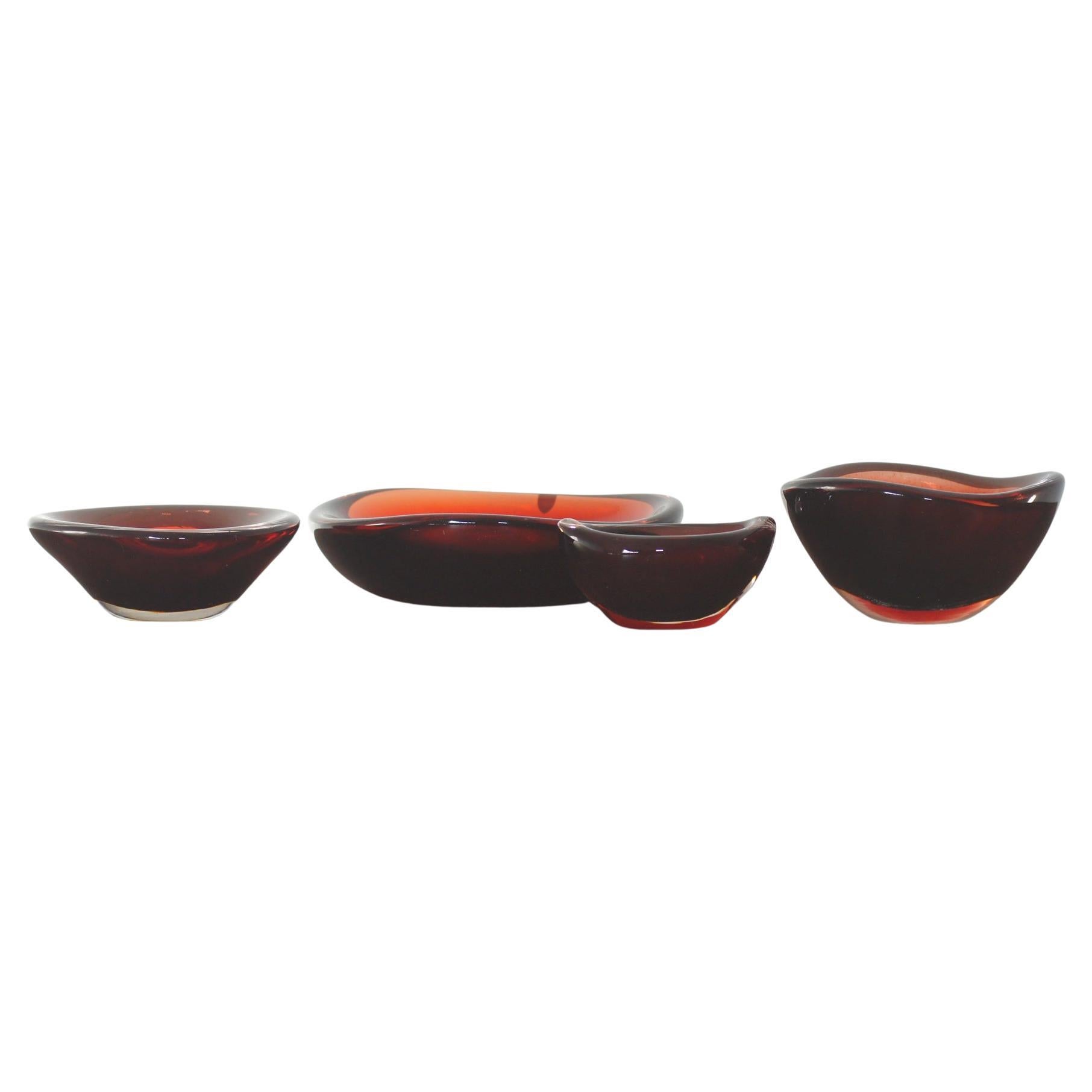 Selena Glass Bowl by Sven Palmqvist for Orrefors, 1950s, Set of 4